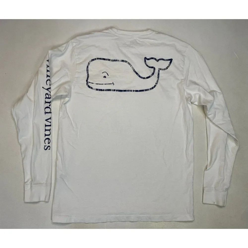 Vineyard Vines Graphic Pocket T-shirt Men Small White Long Sleeve